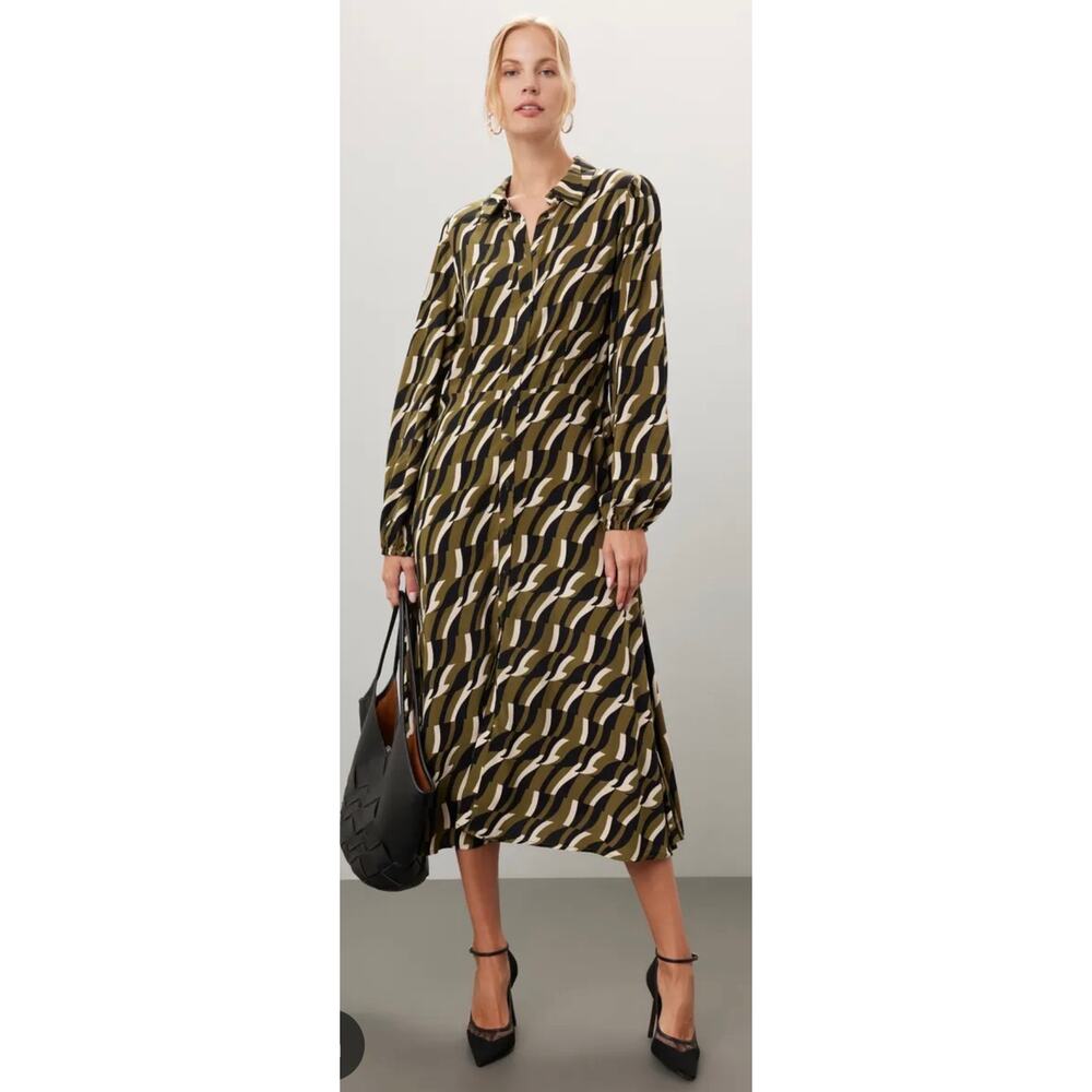 Yerse Olive Black Jane Shift Dress M EUC